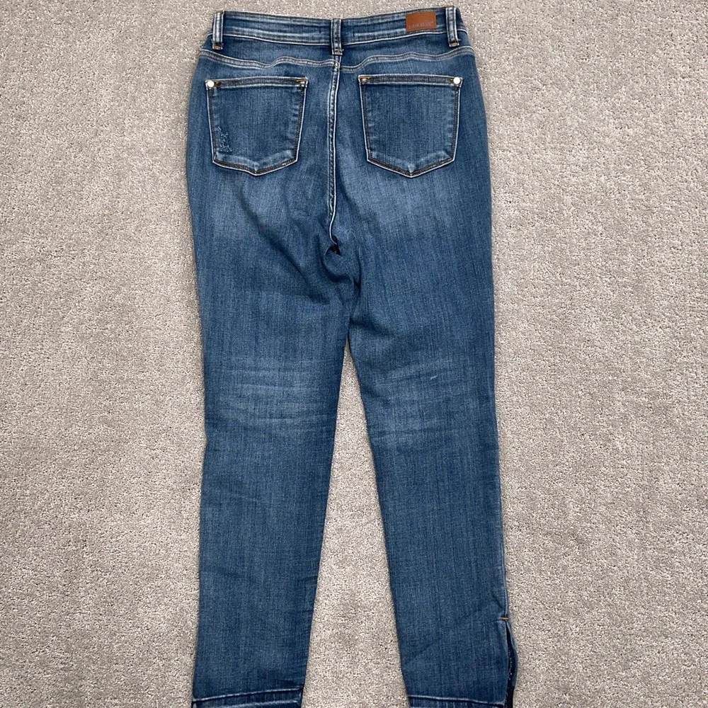 Judy Blue Skinny Jeans Women 9/29 Blue Frayed Hem Ankle‎ Slit Stretch JB82422MD